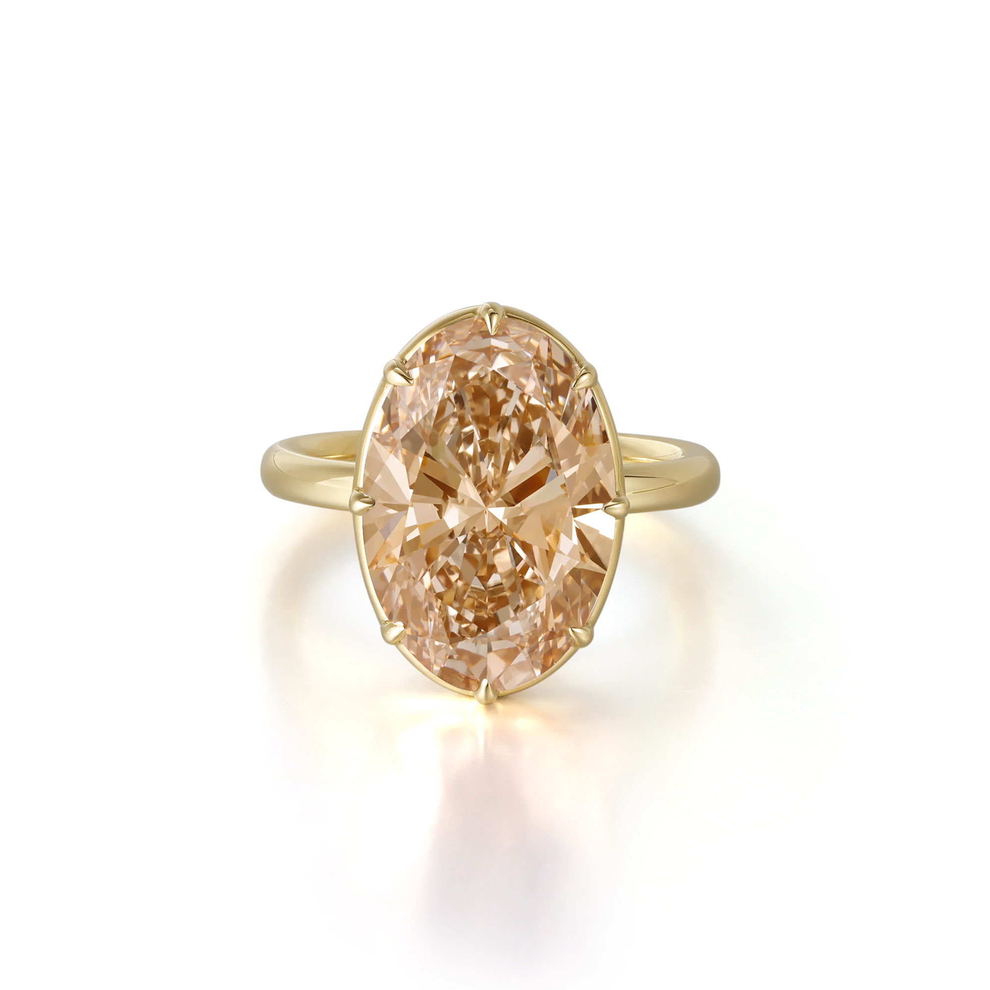Champagne Bezel-Set Lab Grown Diamond Ring in 14K Yellow Gold