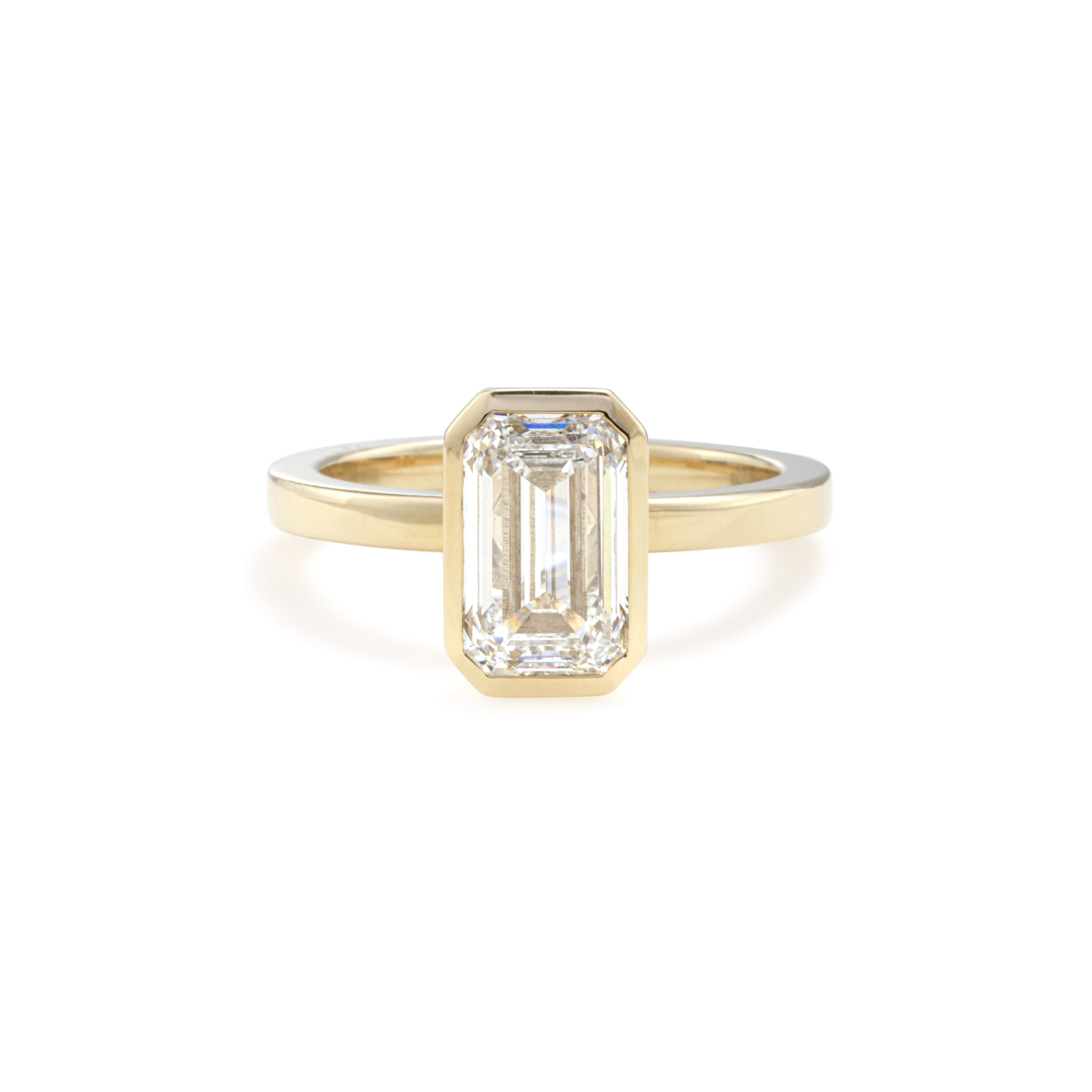 Bezel-Set Emerald Cut Lab Grown Diamond Ring