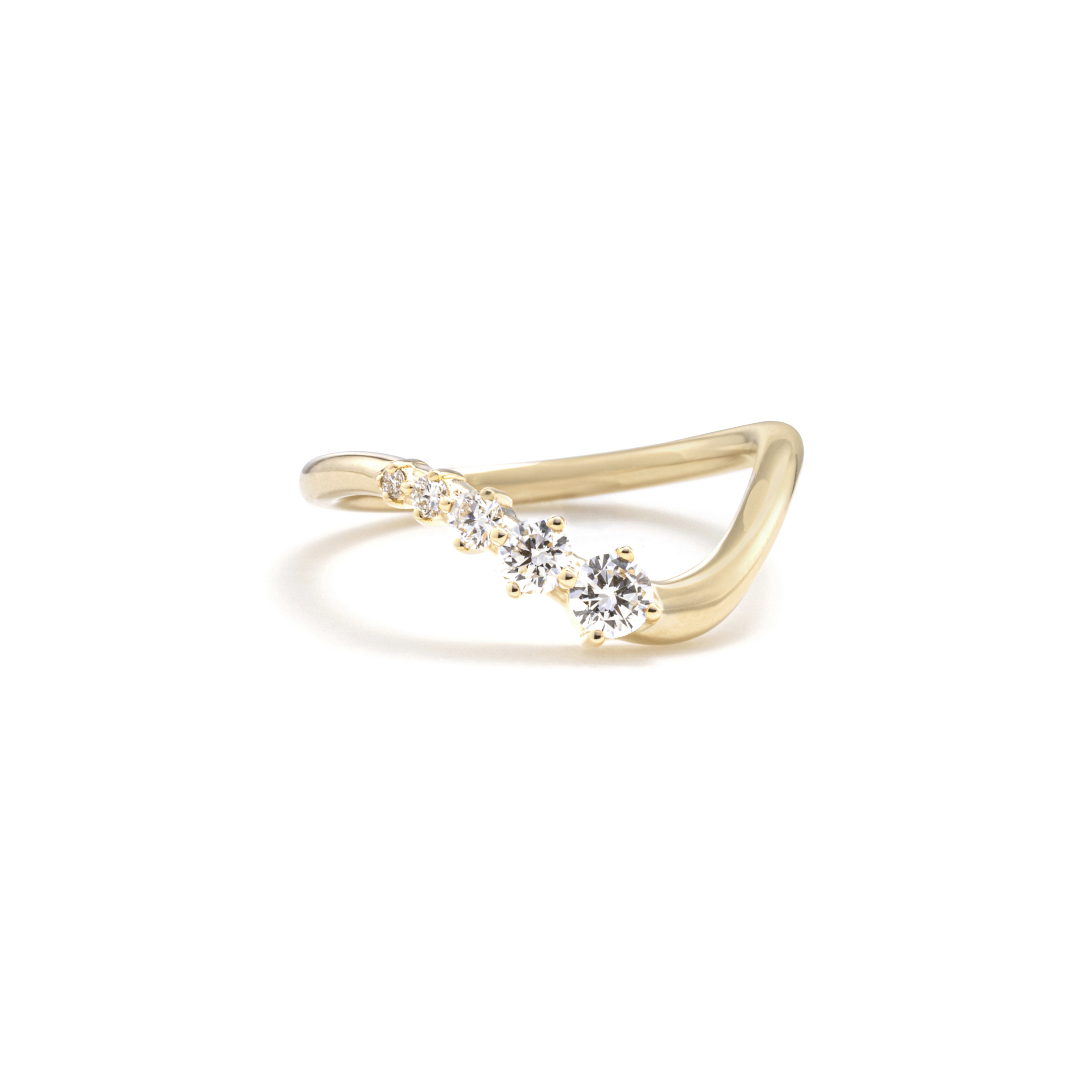 Curved Lab Grown Diamond Band in 14K Yellow Gold